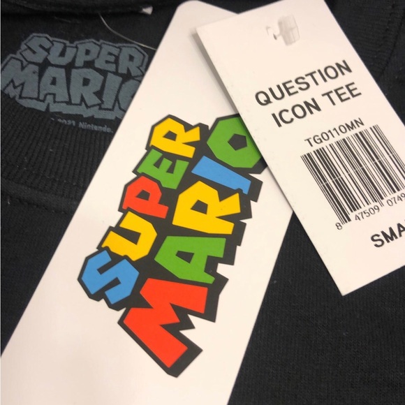 Super Mario Question Icon Shirt Mens Small Black Nintendo Geeknet New - Picture 2 of 5
